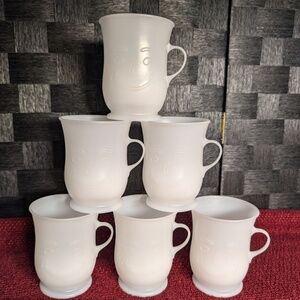 6 Vintage 1980's Kool Aid Man white plastic cups with handles